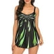 thumbnail image 1 of Toystoory Traje de baño de 2 uds para mujer, traje de baño con estampado degradado, traje de baño para mujer, traje de baño sin espalda con Traje de baño fuegos artificiales verdes XXL, 1 of 6