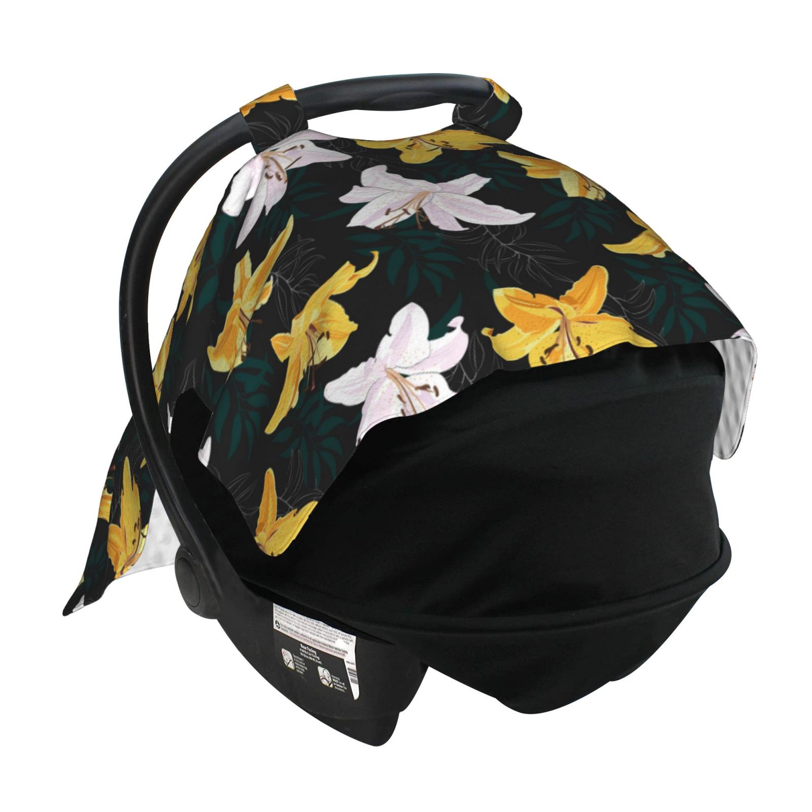 Car Seat Cover Baby - Lilies Flowers White Yellow Breathable Infant Car Seat Cover for Baby Carseat, Lightweight Comfort Baby Essentials Must Haves Newborn Stuff for Girl Boy