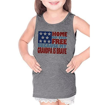 

7 ate 9 Apparel Kids 4th of July Grandpa is Brave Grey Tank Top