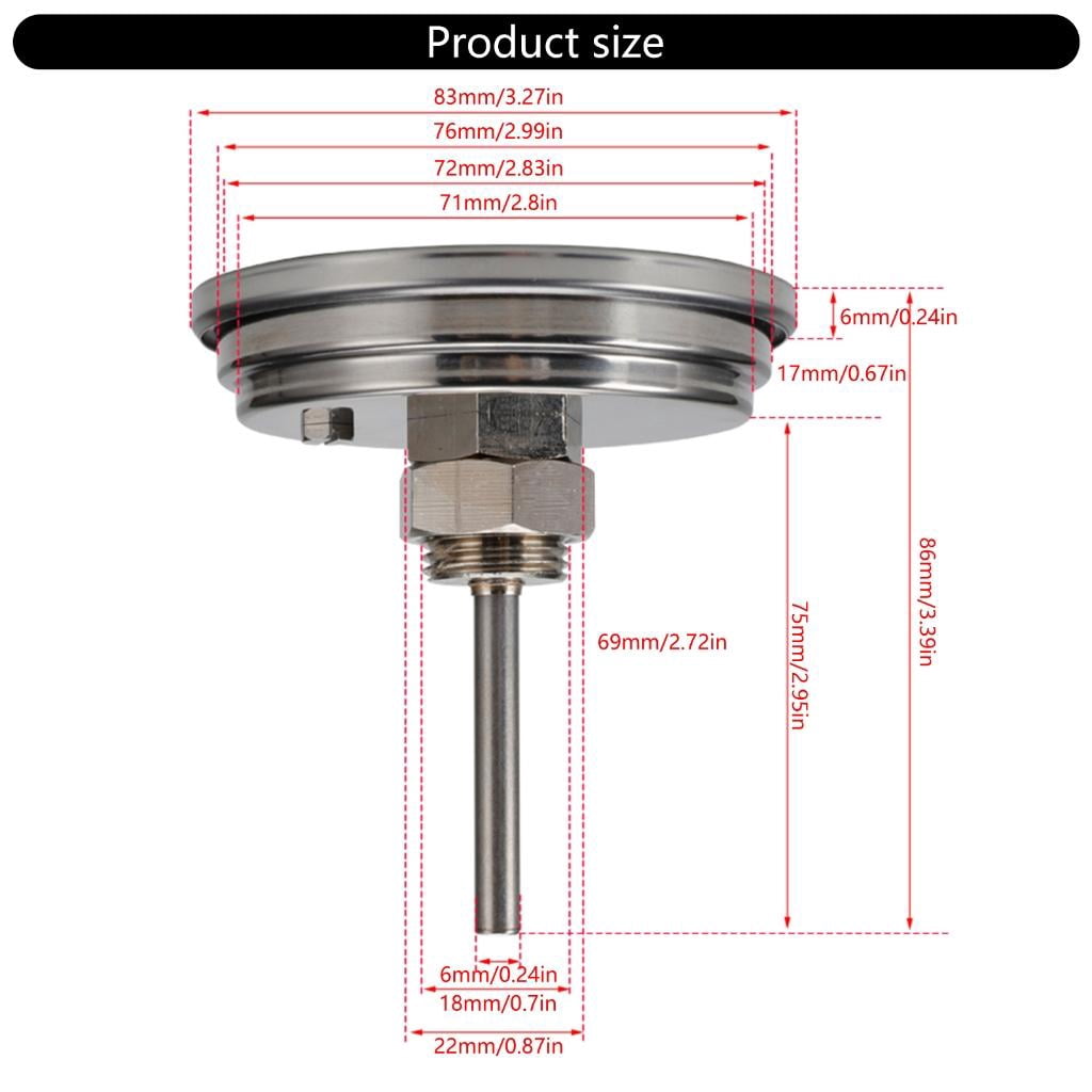 CEORPER 0-300℃/50-550℉ Oven Thermometers Stainless 1/2NPT Thread Round Dials Temperature Meter for Food MeatBaking Temp Gauge