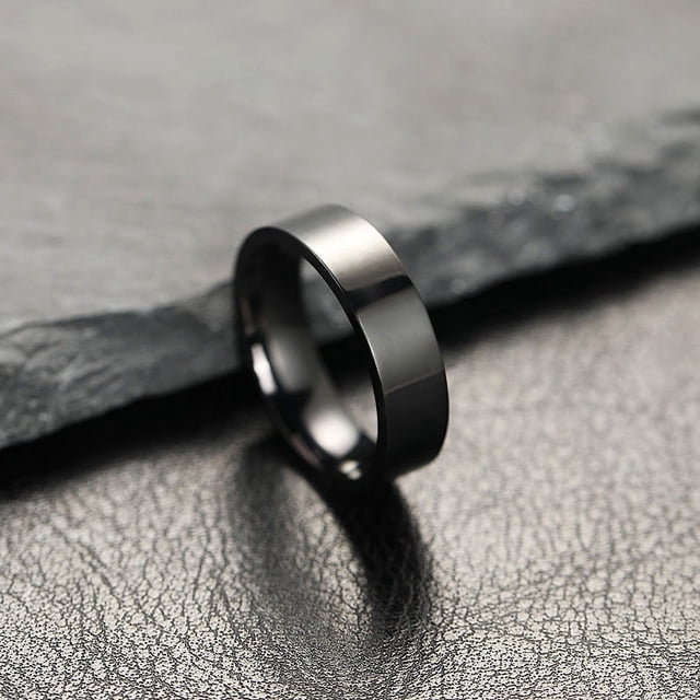 Anillo de acero inoxidable, joyería, bola interior, exterior, plana, personalidad, anillo de pareja de acero de titanio brillante, nicho femenino