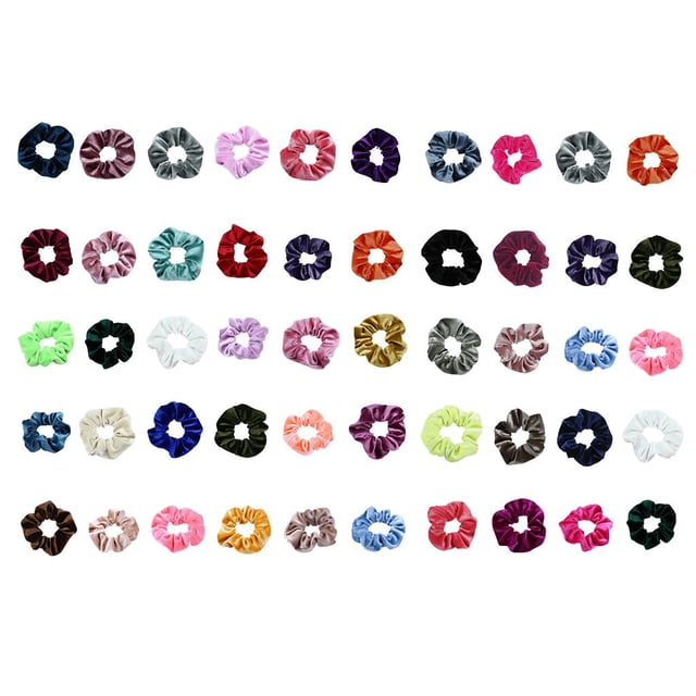 50x Mujeres Velvet Scrunchies Banda para el cabello de goma Lazo para el cabello Zulema coleteros de terciopelo para el cabello