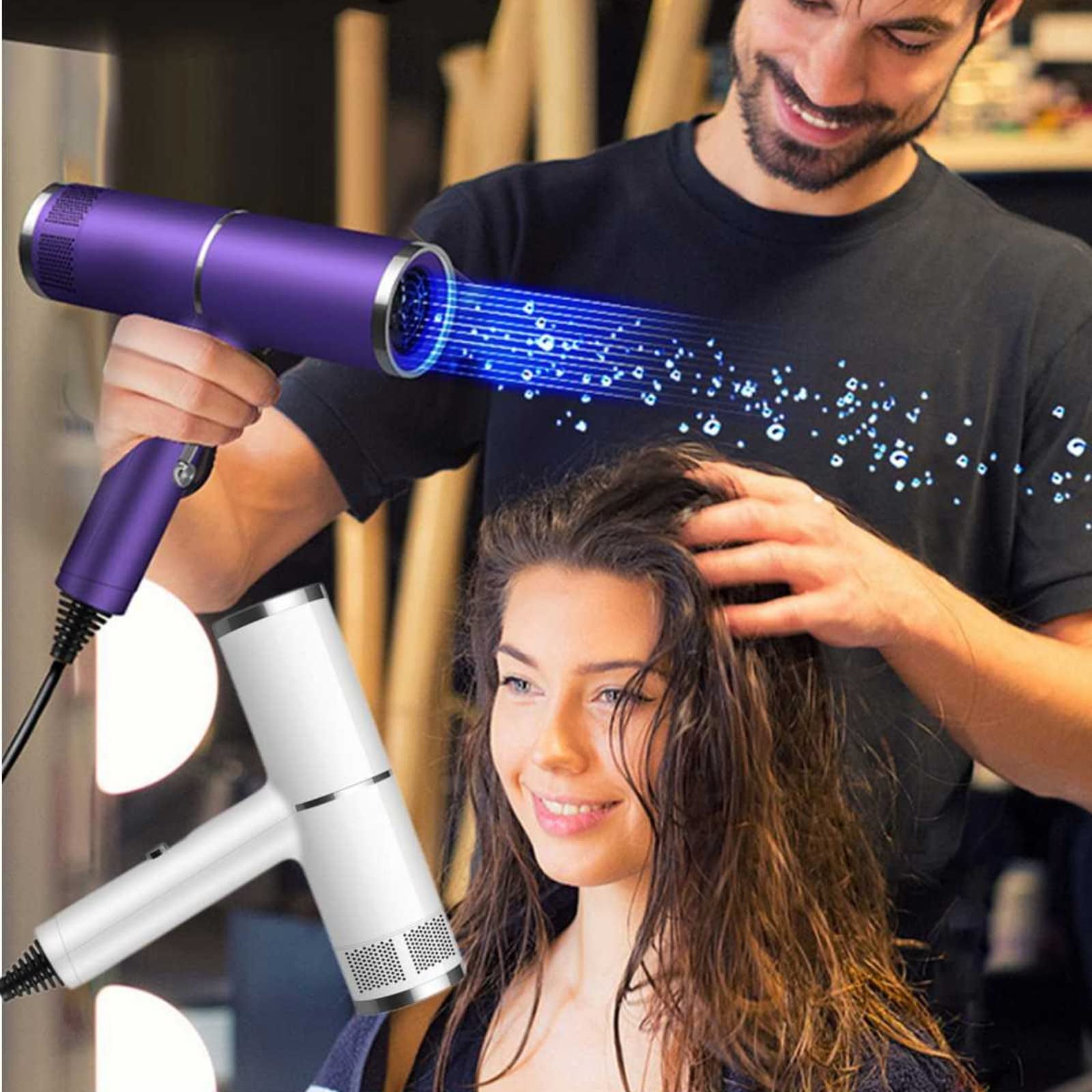Cordless Hair Dryer with Diffuser,LowHeat Ionic Blow Dryer,High