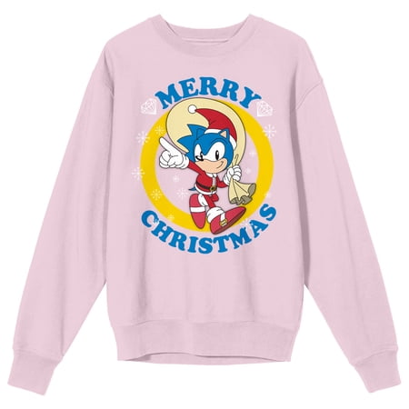 Sonic the Hedgehog Classic Merry Christmas Adult Pink Crew Neck Sweatshirt-Large Sonic the Hedgehog Classic Merry Christmas Adult Pink Crew Neck Sweatshirt-Large