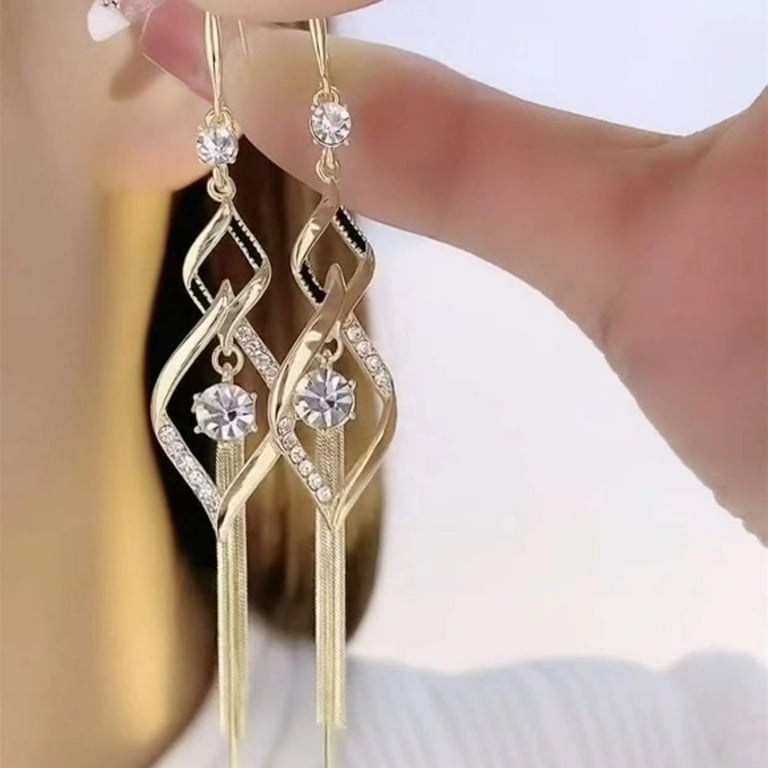 Midsumdr Earrings For Women Gold Needle New Personality Cold Wind