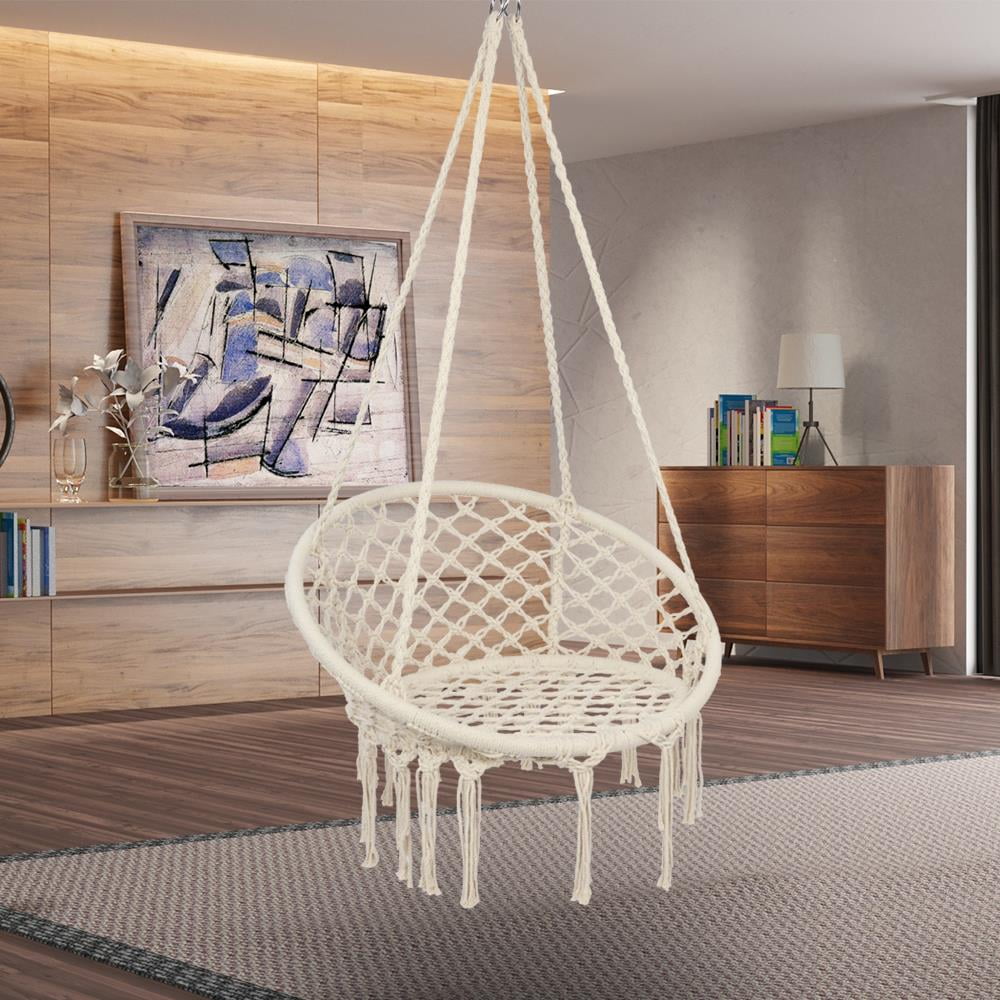 UBesGoo Handwoven Cotton Macrame Hammock Hanging Chair Swing for Indoor