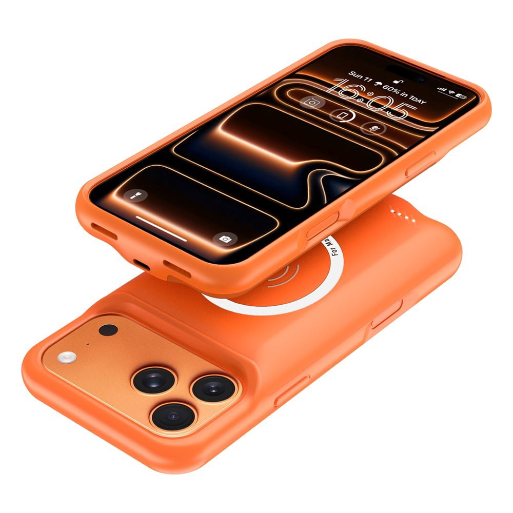 Slim Strong Charging Case with Msafe Charging (7000 mAh) for iPhone 17 Pro Max - Orange