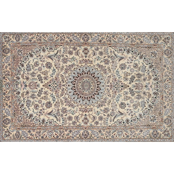 Ahgly Company Machine Washable Indoor Rectangle Traditional Desert Sand Beige Area Rugs, 8' x 10'