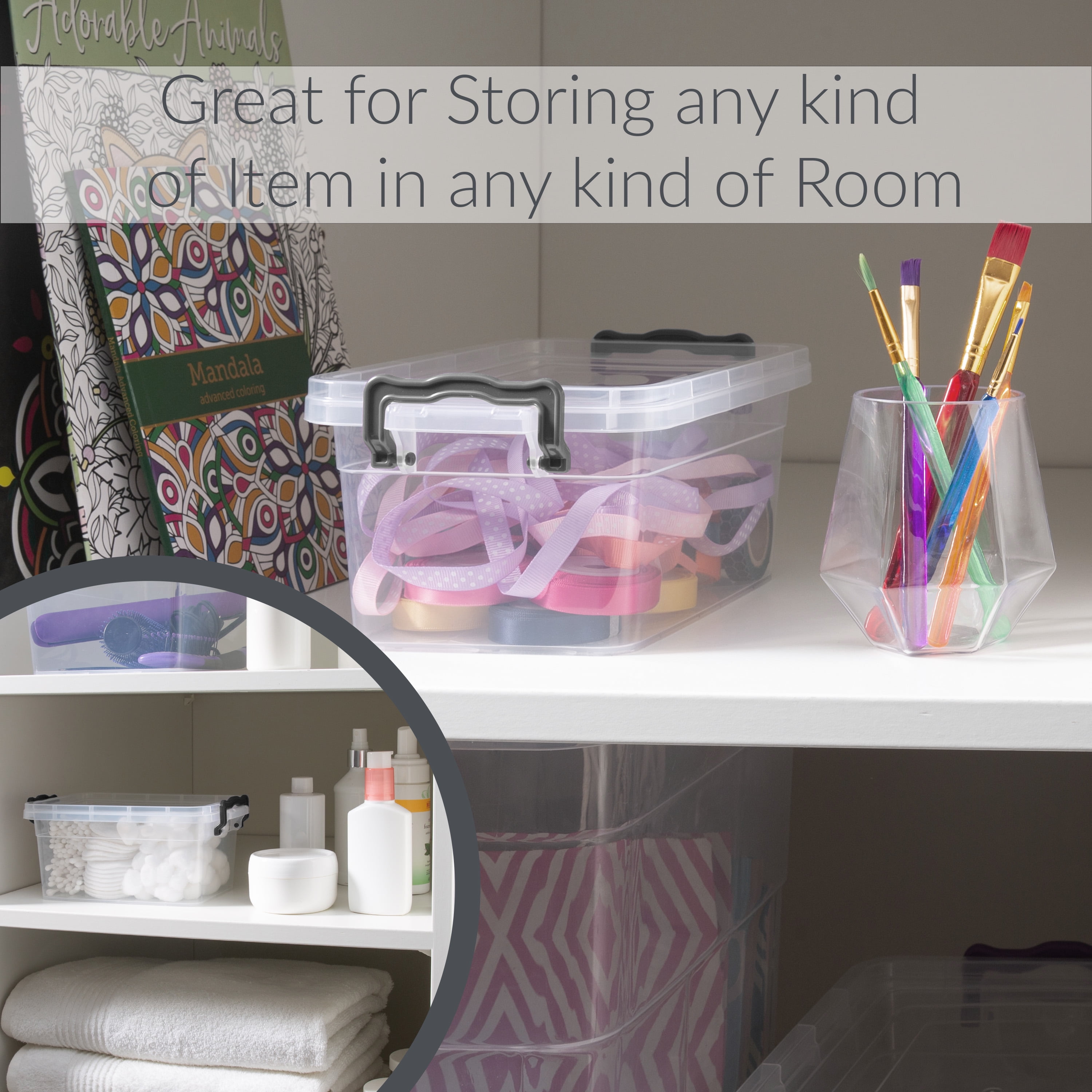 Simplify 1.75LT Plastic Stackable Storage Bin in Clear