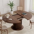 thumbnail image 6 of Round Dining Table for 4-8, Extendable Oval Kitchen Dining Room Table 47”-63” with Storage, Mid Century Modern Dinner Table, Walnut, 6 of 14