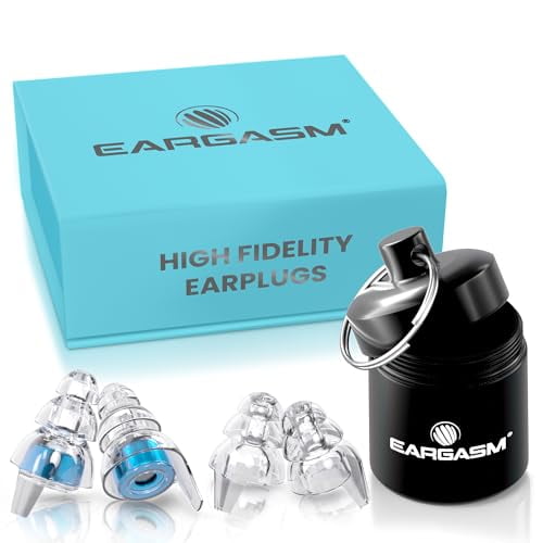 Eargasm High Fidelity Earplugs with Blue Filters - Reusable Noise Reduction Hearing Protection Ear-Plugs with Carrying Case for Concerts, Festivals, Raves, Musicians, Li