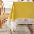 thumbnail image 1 of Solid Color Lace Edge Table Cover French Retro Style Cotton Tablecloth for Kitchen Dining Room Party Holiday Tabletop Decoration Yening, 1 of 6