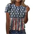 thumbnail image 2 of Goodtrade8 4th of July Shirts for Women Summer Graphic Pullover Red White and Blue Short Sleeve Plus Size , Independence Day Casual Red White and Blue Crew Neck Womens Tops Fashion, 2 of 5