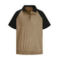 thumbnail image 4 of Men's Golf T-Shirts Regular Fit Short Sleeve Athletic Workout Tee Summer Fashion Clothes for Male Casual Color Block Patchwork Loose 1/4 Button up Tops with Collar Khaki M, 4 of 6