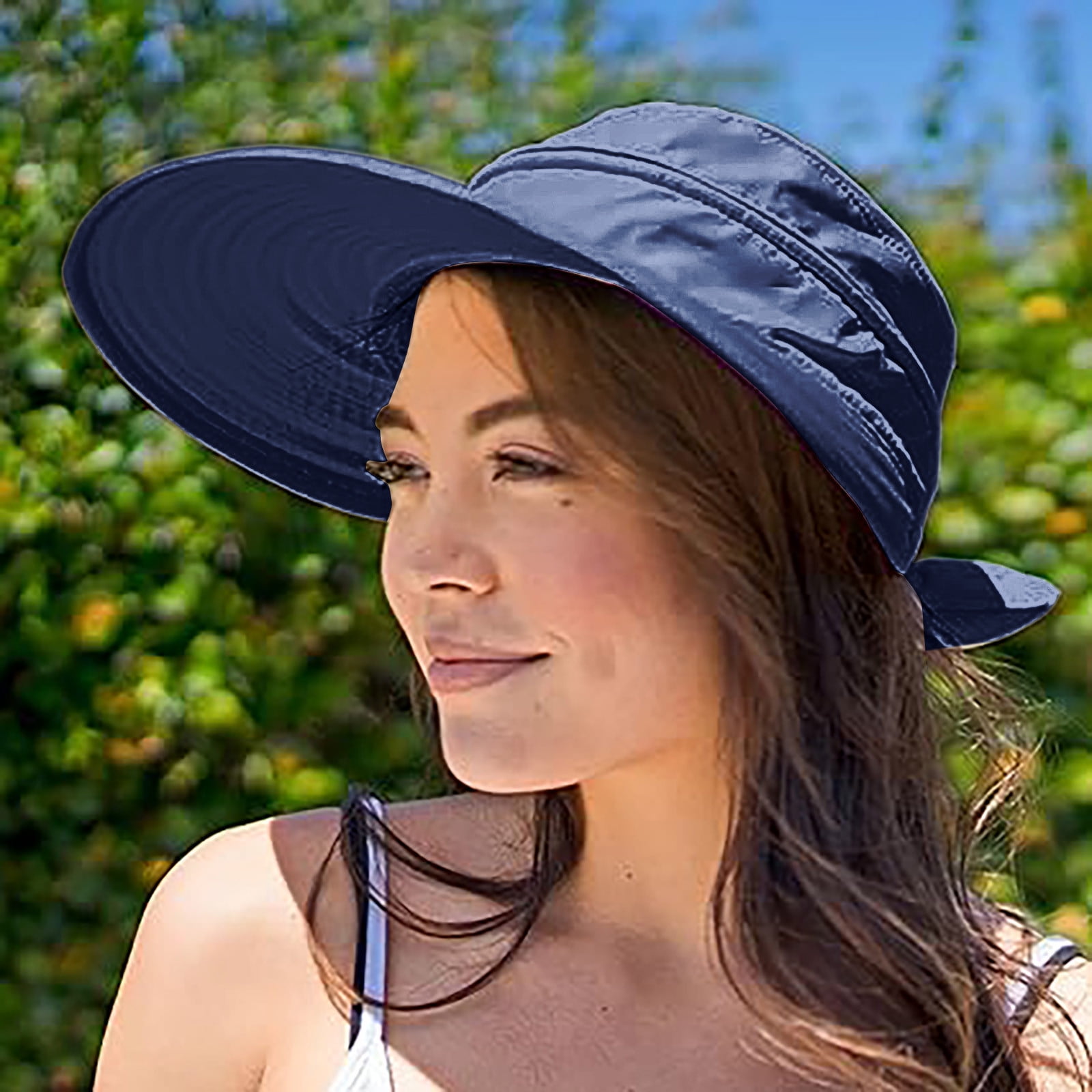 Linen Sun Hats for Women – Summer Floppy Hat UV Protection 