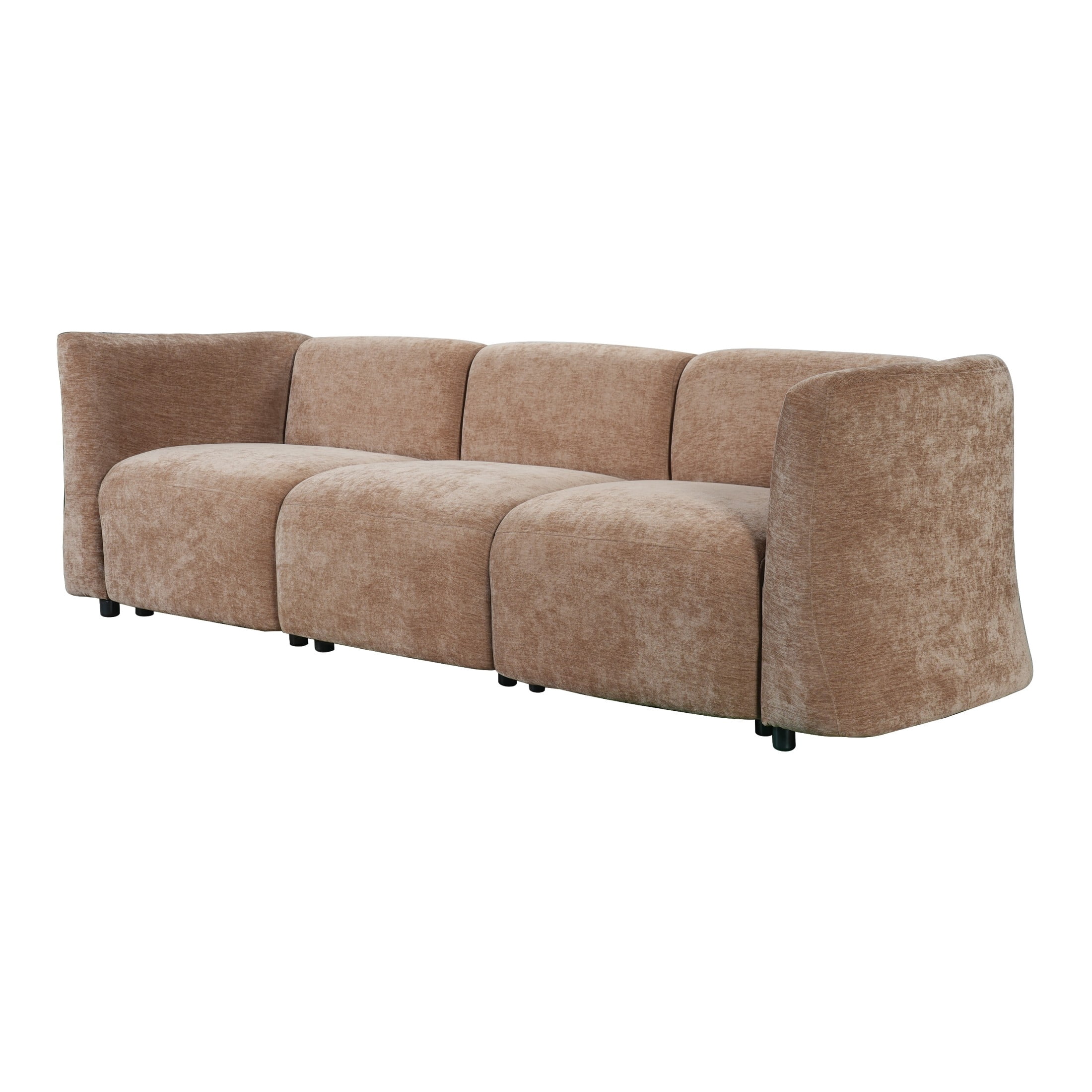Christopher Knight Home 111" Modern Curved 3-Seater Sofa, Low Profile Upholstered Couch, Mocha