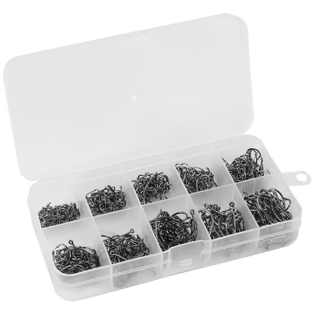500 Unids / Set TamañO Mixto 3 ~ 12 Paquete de Anzuelos Pesca Carpa Acero Alto Carbono con Orificio Cebo Jigging Caja Al por Menor