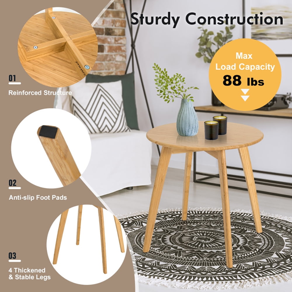 Finihen Bamboo Round Coffee Table, End Table, Natural Modern Stylish Bamboo Round End Table with 20 Inch Round Tabletop, for Living Room, Bedroom, Natural Finihen Bamboo Round Coffee Table, End Table, Natural Modern Stylish Bamboo Round End Table with 20 Inch Round Tabletop, for Living Room, Bedroom, Natural