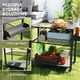 thumbnail image 5 of Three-Shelf Outdoor Grill Cart with Wheels, Heavy Duty Metal BBQ Prep Table with Storage Rack & Locking Casters, Movable Food Prep Table for Patio & Kitchen, 5 of 11