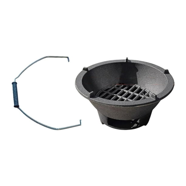 Grill de carbón portátil, parrilla de barbacoa, mini horno de mesa de hierro fundido japonés para el patio de campamento para acampar mochila al aire 20 cm
