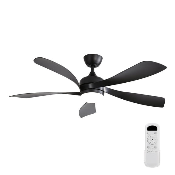 52 Inch Modern Ceiling Fan with LED Light and Remote Control, 3 Color Dimmable DC Motor Fan with 5 ABS Blades, Reversible for Bedroom, Living Room