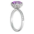 thumbnail image 4 of 14K White Gold 3.50 ctw Amethyst Ring with Diamonds Flower Vintage Halo, 4 of 6