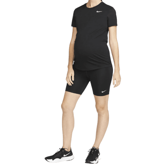 Nike One Women's 7" Biker Maternity Shorts Small Black/White DN1815-010