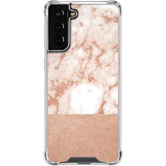 Skinit Marble White Rose Gold Marble Galaxy S22 Plus Clear Case