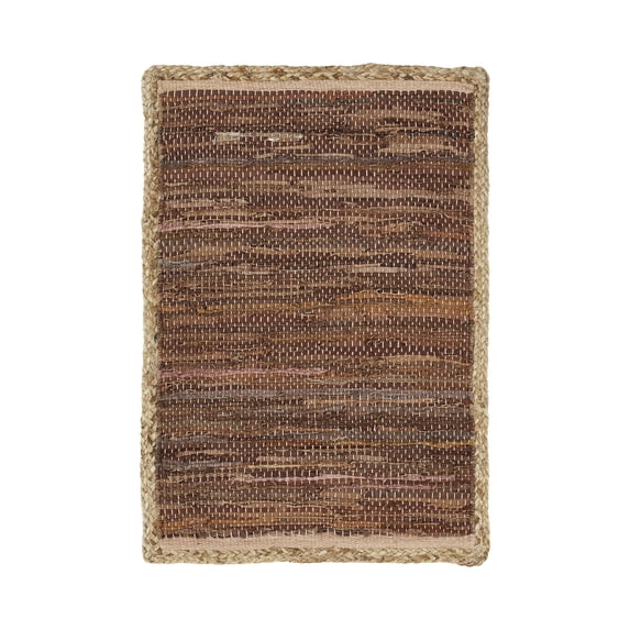 Hand-Woven Altay Leather, Cotton, and Jute Area Rug
