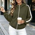 thumbnail image 5 of Womens Zip Up Hoodie Sweatshirt Side Stripe Long Sleeve Drawstring Athletic Oversized Pullover with Kangaroo Pocket Casual Sportswear, 5 of 9