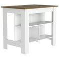 thumbnail image 3 of Kitchen Island With 3 Open Storage Shelves, 35" H, White/walnut, Modern Design White/walnut Island, 79.36 Lb, Shelves For Organization, 3 of 4