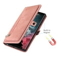 thumbnail image 5 of SaniMore Samsung Galaxy S24 Ultra Business Case (6.8"), Zipper Wallet + Magnetic Clasp + Card Slots + Flip Kickstand + Wrist/Crossbody Strap [Shockproof Anti-fall] Full-body Protective Shell, Rosegold, 5 of 9