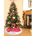 thumbnail image 4 of Christmas Tree Skirt 48 inches, Red Tree Skirt Ornaments Soft Plush Christmas Tree Mat with Cute Santa Claus White Reindeer Christmas Tree Skirts for Holiday Party Indoor Outdoor, 4 of 6