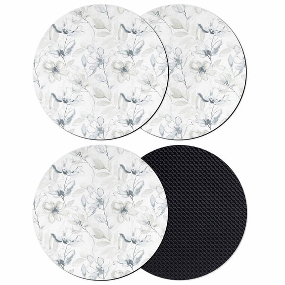Green Beige Spring Floral Coasters Set of 4, Absorbent Coasters for Drinks, Luxury Botanical Summer Coaster for Desk Coffee Table Protection, Home Decor House Warming Gifts 4"