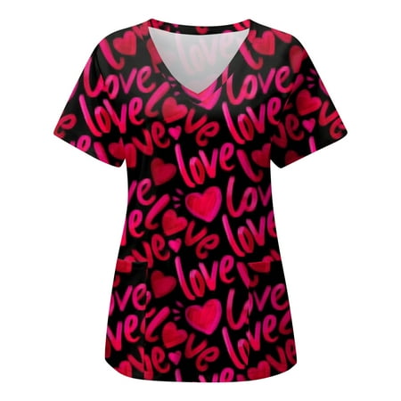 

TAIAOJING Scrubs for Women Casual Print Short Sleeve Pocket T Shirt Top