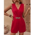 thumbnail image 2 of ZOELNIC Women's Rompers V Neck Pleated Sleeveless Dressy Casual Summer Mini Short Romper Jumpsuit, 2XL, 2 of 5