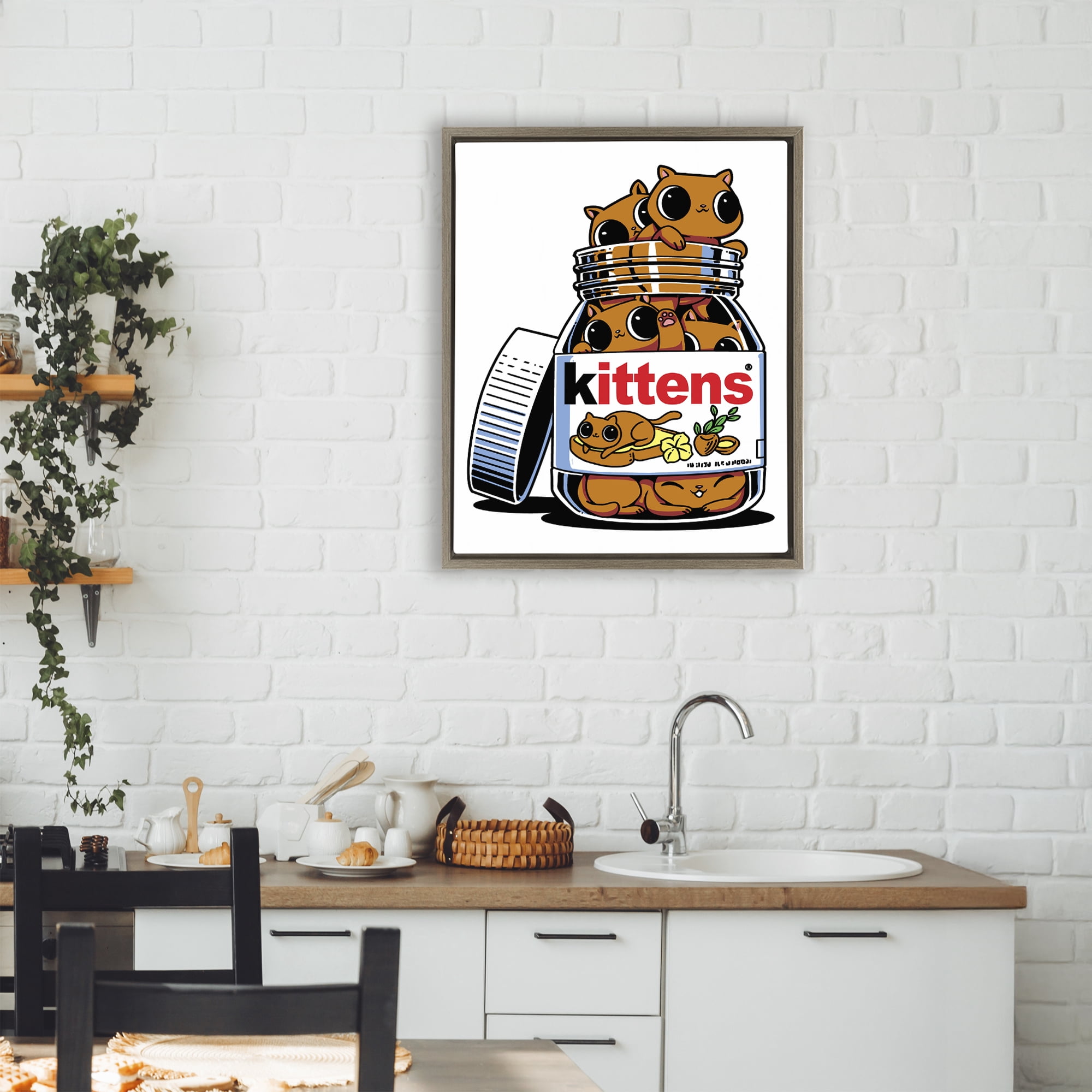 Stupell Industries Hazelnut Spread Cats Brown Framed Floater Canvas Wall Art, design by Tobe Fonseca