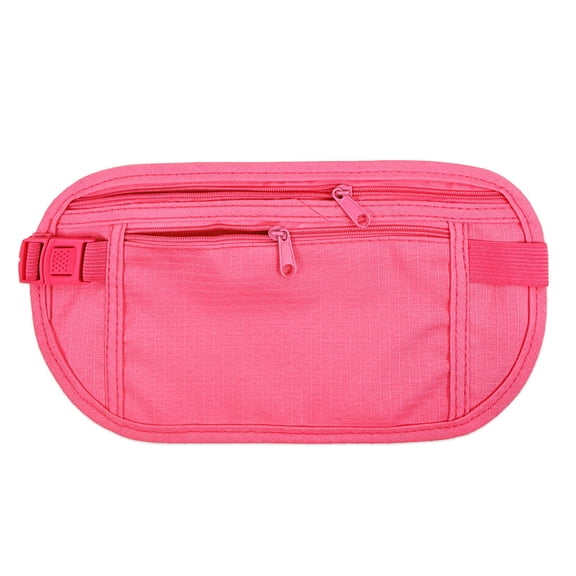 allydrew Slim Fanny Pack, Hidden Money Belt, Secure Travel Pouch Protects Cash, Cards, Passport, Travel Documents, and Smartphone, Pink