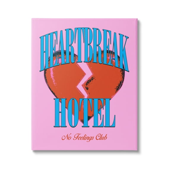 Stupell Industries Vintage Heartbreak Hotel Typography Painting Gallery Wrapped Canvas Art Print Wall Art, 16 x 20
