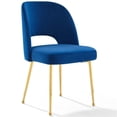 thumbnail image 3 of Maklaine 19.5" Modern Velvet Dining Side Chair in Gold/Navy (Set of 2), 3 of 4