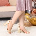 thumbnail image 2 of Unique Bargains Women's Ankle Strap Open Toe Chunky Heeled Sandals Champagne 6.5, 2 of 6
