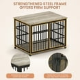 thumbnail image 3 of Llinc Store 38.4" W x 27.7" D x 30" H Dog Crate Furniture Wrought Iron Frame with Wheels, Waterproof Dog Kennel Side Table With Dog Crate For Medium And Small Dogs, Grey, 3 of 10
