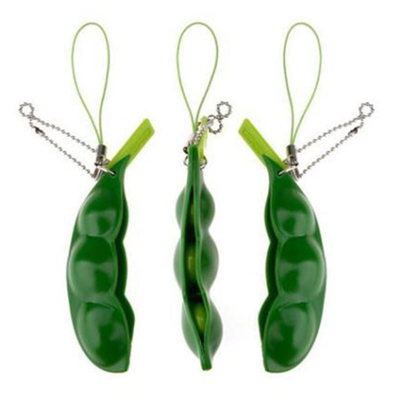 Details about   Squeeze Peas Reliever Bean Keychain Squishy Anti Stress Pendant Rubber Relaxer 