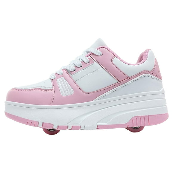 Splozh Kids Sneakers Boys Girls Running Tennis Shoes Children's Shoes Boys Roller Skating Wheels Shoes Students Teenagers Skating Shoes Girls Boys Roller Sports Shoes Pink,US 3