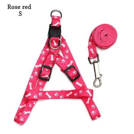 1PC Pet Supply Adjustable Walking Training Toys Leash Chain Flexible Dog Harness Pet Collars Dog Leash Lead Traction Rope ROSE RED S