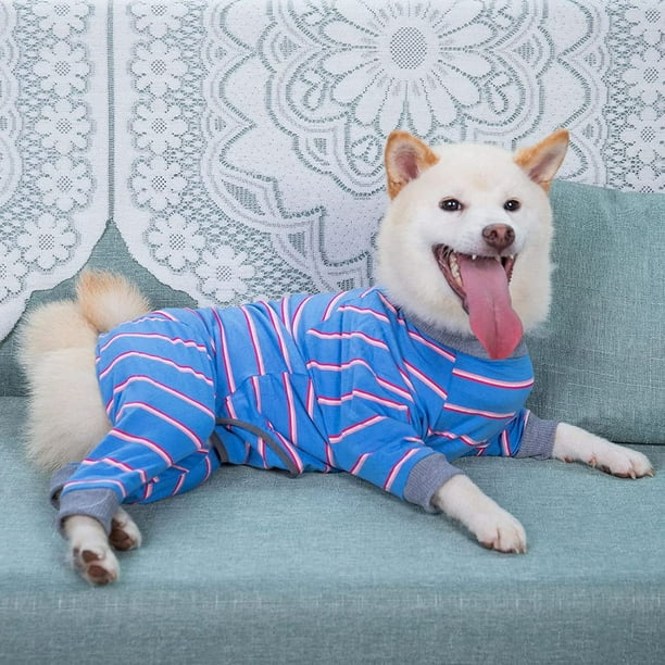 Recovery Suit for Dogs Cats Striped Dog Recovery Onesie Full Coverage Dog Bodysuit Long Sleeve 4 Legs Pajamas for Medium Large Dogs Walmart