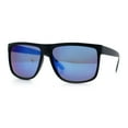 thumbnail image 4 of Mens Color Mirror Oversized Horn Rim Rectangle Sport Plastic Sunglasses Matte Black - Blue Mirror, 4 of 8
