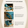 thumbnail image 5 of Ktaxon Accent Chair Chenille Upholstered Armchair, Reading Club Chair with Pillow and Solid Wood Frame for Living Room Bedroom Furniture Blue-Green, 5 of 10