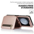 thumbnail image 6 of for Samsung Galaxy Z Flip 5 Luxury Zipper Wallet Phone Case, Multi-function Kickstand Card Holder Adjustable Crossbody Strap, Fashion Flip Case for Women and Girls RFID Blocking - Rosegold, 6 of 8