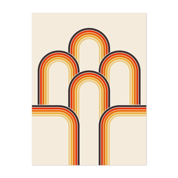 Colorful retro style arches design - Illustration Unframed Wall Art Print 5 x 7 inches